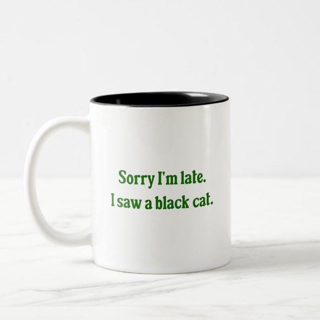 Caneca De Café Em Dois Tons Black Cat Engraçado (Esquerda)