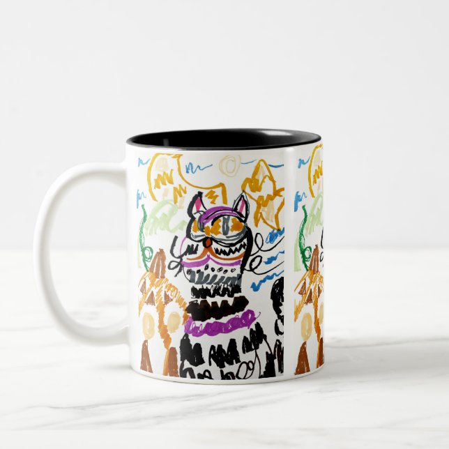 Caneca De Café Em Dois Tons Black Cat style autumn  (Esquerda)