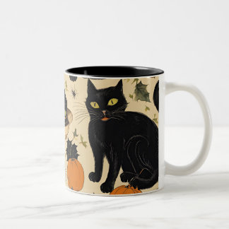 Caneca De Café Em Dois Tons Black cats halloween horror gifts engraçado boo 20