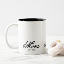 Caneca De Café Em Dois Tons Black Elegant Script Established Mom