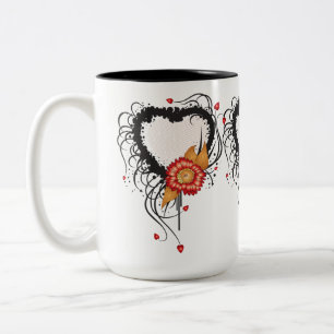 Caneca De Café Em Dois Tons Black Grunge Heart Sunflower