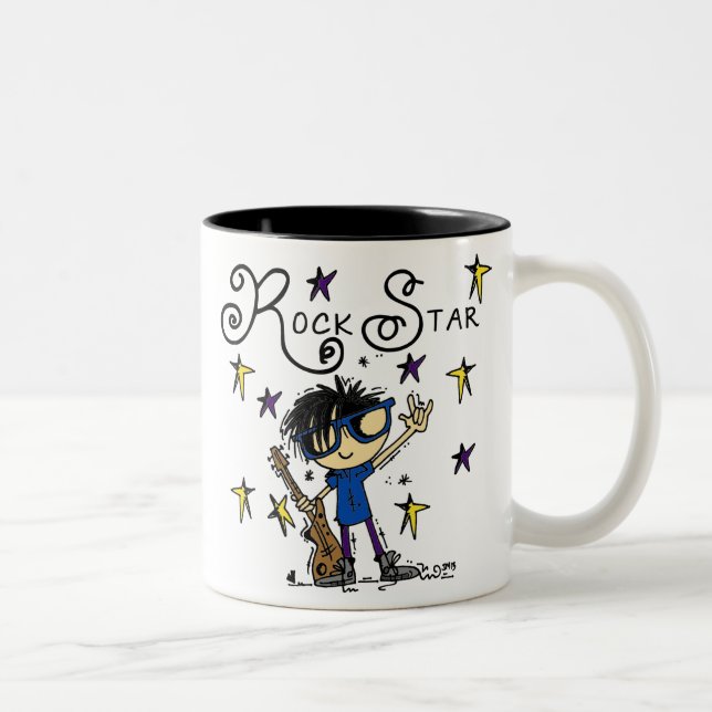 Caneca De Café Em Dois Tons Black Hair Boy Star (Direita)