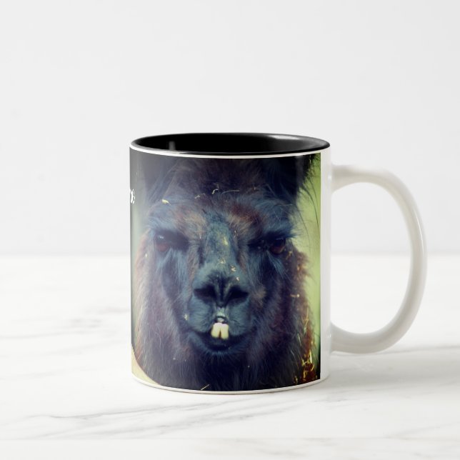 Caneca De Café Em Dois Tons Black Lama Animal Personalizado (Direita)