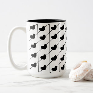 Caneca De Café Em Dois Tons Black Stripes Hearts