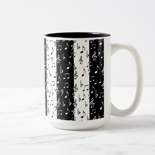 Caneca De Café Em Dois Tons Black & White Musical Stripes Mug (Direita)