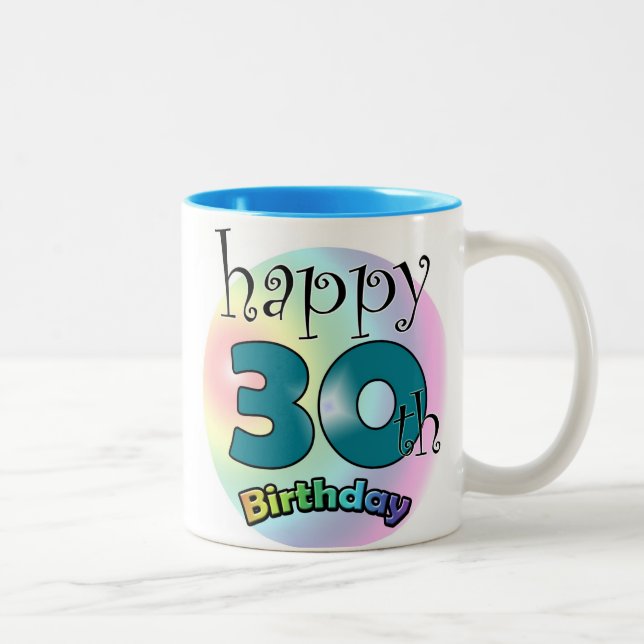 Caneca De Café Em Dois Tons Blauwe Happy aniversário de 30 anos (Direita)