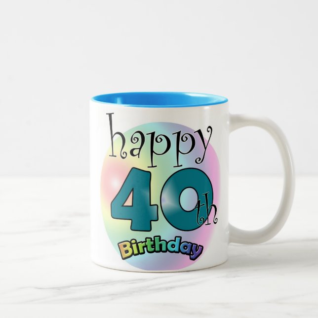 Caneca De Café Em Dois Tons Blauwe Happy aniversário de 40 anos (Direita)