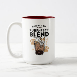 Caneca De Café Em Dois Tons Blend Puro: Arte de Gato e Café para Pet-Lovers
