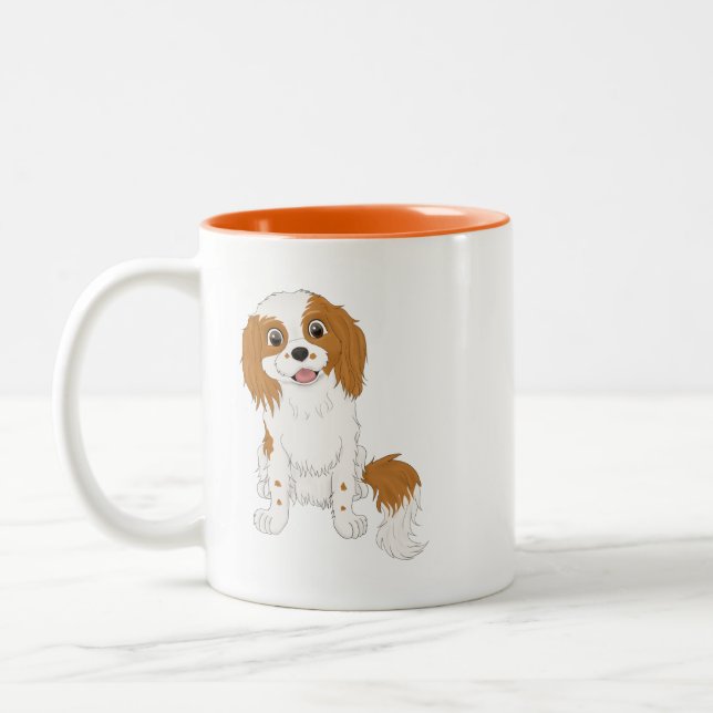Caneca De Café Em Dois Tons Blenheim Cavalier Spaniel Personalizado  (Esquerda)