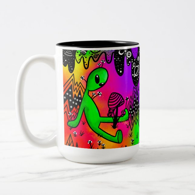 Caneca De Café Em Dois Tons Bliss Alienígena Mug (Esquerda)