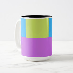 Caneca De Café Em Dois Tons Blocos de Cor Verde Roxo Azul