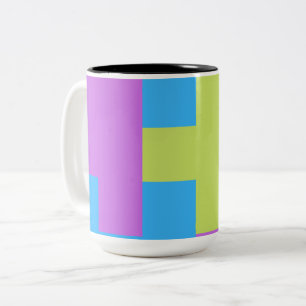 Caneca De Café Em Dois Tons Blocos de Cores Intensas Verde Azul Rosa 7
