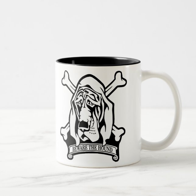Caneca De Café Em Dois Tons Bloodhound-Beware o cão (Direita)