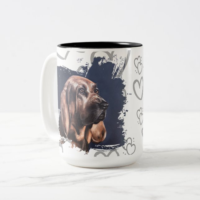 Caneca De Café Em Dois Tons Bloodhound dog love mug  (Frente Esquerda)