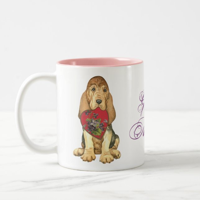 Caneca De Café Em Dois Tons Bloodhound Heart Mãe (Esquerda)