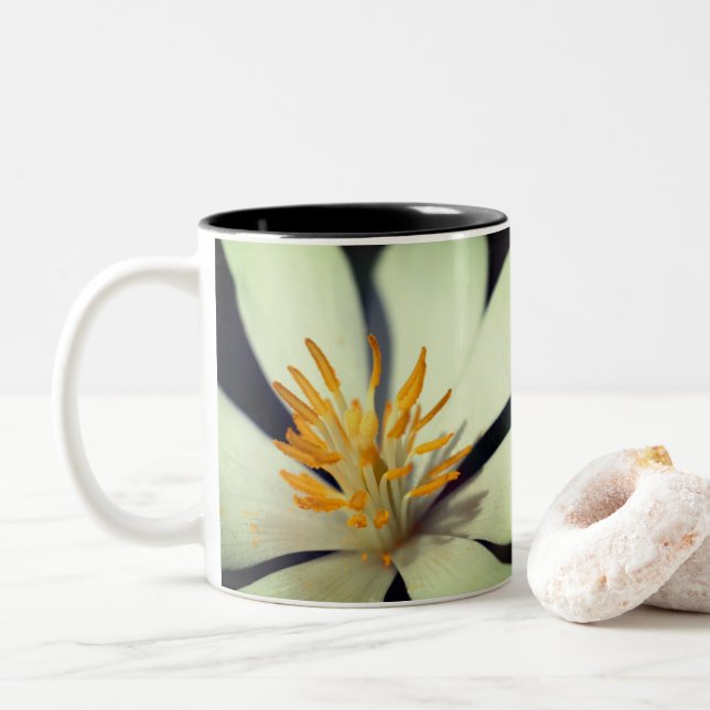 Caneca De Café Em Dois Tons Bloodroot Flower Center Personalizado (Com Donut)