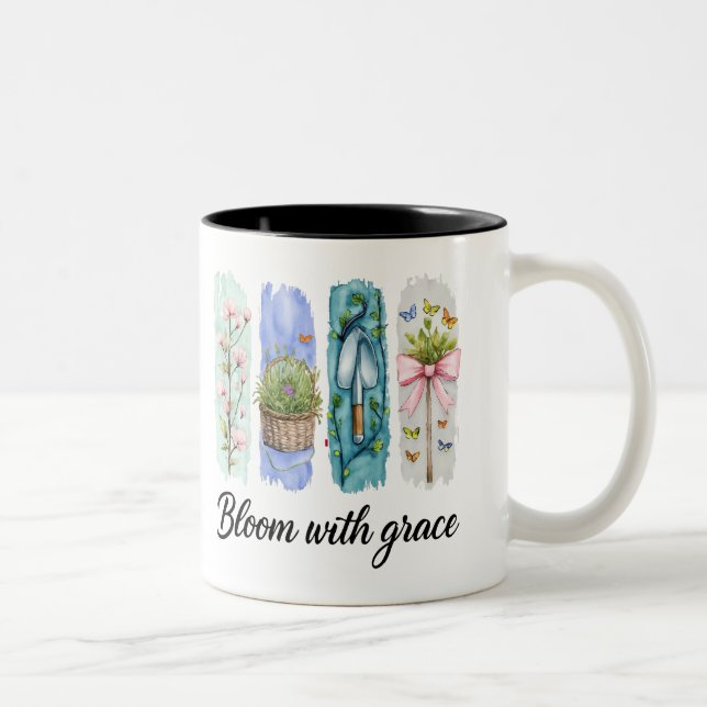 Caneca De Café Em Dois Tons Bloom com a Arte Floral Grace Garden (Direita)