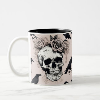 Caneca De Café Em Dois Tons Blooms & Ossos do Reverie Gótico