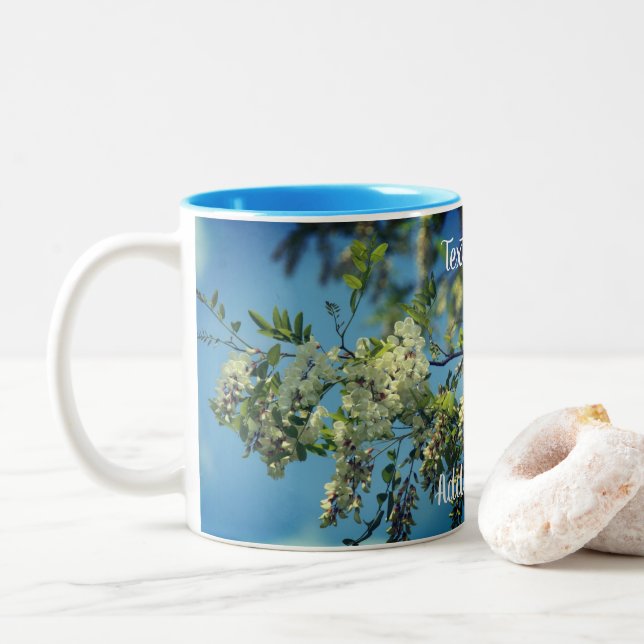 Caneca De Café Em Dois Tons Bloqueios de Flor de Bloqueio Personalizados (Com Donut)
