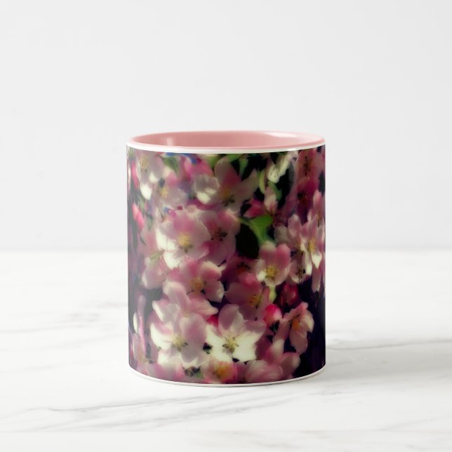Caneca De Café Em Dois Tons Blossomas de Primavera rosa (Centro)