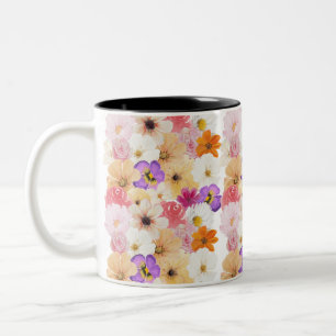 Caneca De Café Em Dois Tons Blossomas em Harmonia: Uma Sinfonia de Cores