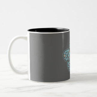 Caneca De Café Em Dois Tons Blue Beige Floral Bloom – Dark Grey Botanical Mode