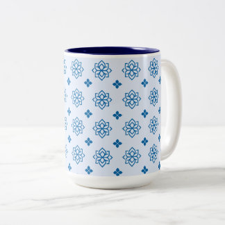 Caneca De Café Em Dois Tons Blue Botanical Inspired Motif