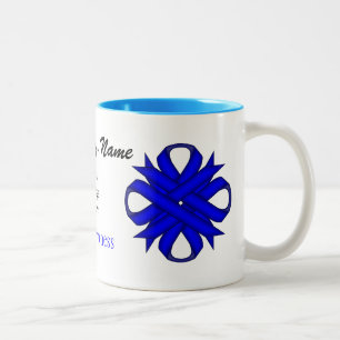Caneca De Café Em Dois Tons Blue Clover Ribbon Tmpl por Kenneth Yoncich