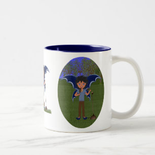 Caneca De Café Em Dois Tons Blue Dragon Winged Musical Boy Faerie
