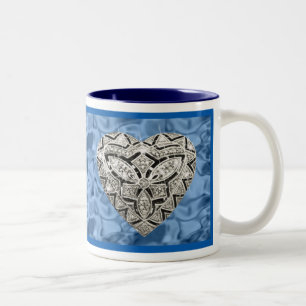 Caneca De Café Em Dois Tons Blue Elegant Designer Heart Mug