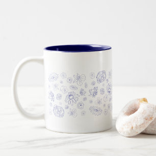 Caneca De Café Em Dois Tons Blue Floral Mug