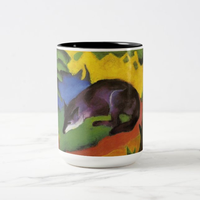 Caneca De Café Em Dois Tons Blue Fox (por Franz Marc) (Centro)