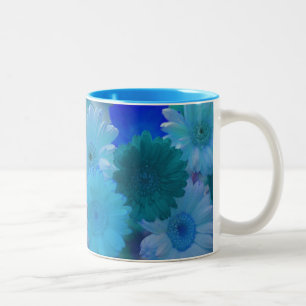 Caneca De Café Em Dois Tons Blue Gerbera Daisy Flowers Fotografia Arte Café Mu