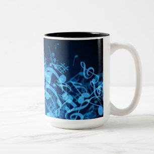 Caneca De Café Em Dois Tons Blue Glow Music Notes Padronização Coffee Mug