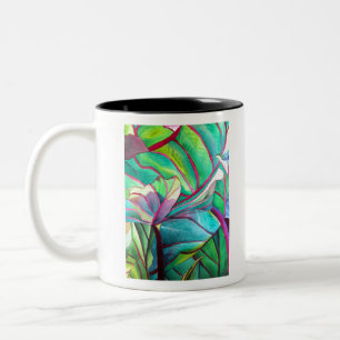 Caneca De Café Em Dois Tons Blue Hawaii - Folhagem tropical