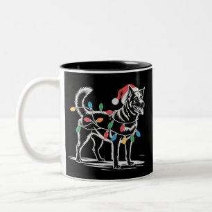 Caneca De Café Em Dois Tons Blue Heeler Festivo Natal Feriado Cão de Gado 