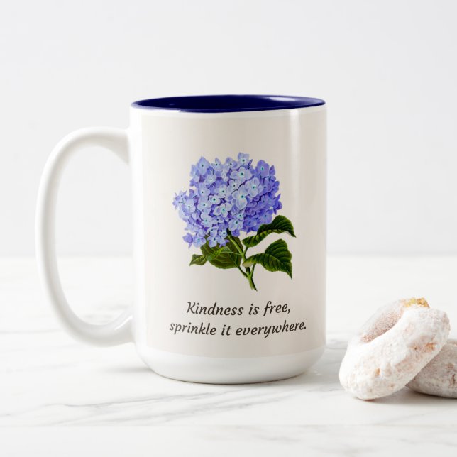 Caneca De Café Em Dois Tons Blue Hydrangea Sprinkle (Com Donut)