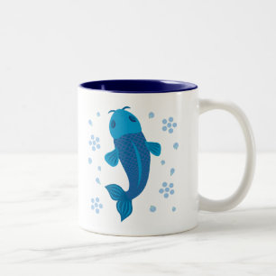 Caneca De Café Em Dois Tons Blue Koi Fish