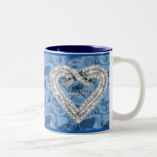 Caneca De Café Em Dois Tons Blue Love Diamond Heart Mug