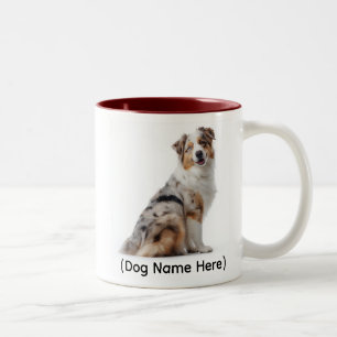 Caneca De Café Em Dois Tons Blue Merle Aussie Personalizado “Eu Sou o Dono”