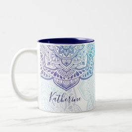 Caneca De Café Em Dois Tons Blue Moon Mandala Mug