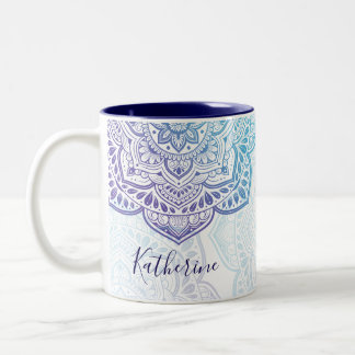 Caneca De Café Em Dois Tons Blue Moon Mandala Personalized Mug