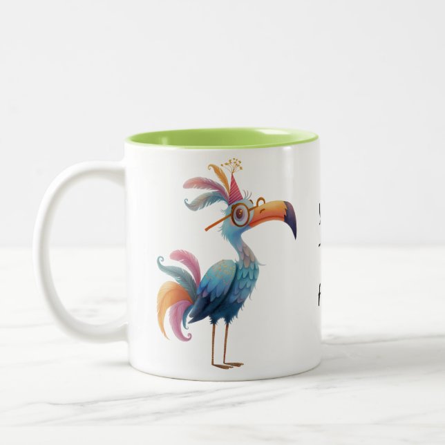 Caneca De Café Em Dois Tons Blue Party Flamingo – Celebration Bird in a Hat (Esquerda)