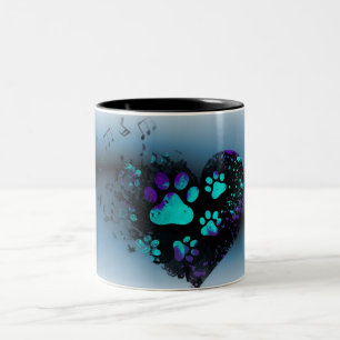 Caneca De Café Em Dois Tons Blue Paw Heart Mug