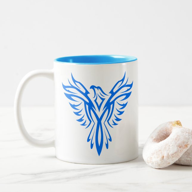 Caneca De Café Em Dois Tons Blue Phoenix Coffee Mug (Com Donut)