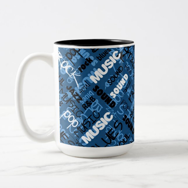 Caneca De Café Em Dois Tons Blue Rock Pop R & B Music Mug (Esquerda)