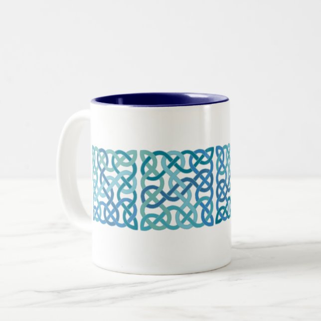 Caneca De Café Em Dois Tons Blue Scottish Celtic Knots (Frente Esquerda)