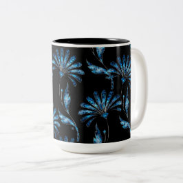 Caneca De Café Em Dois Tons Blue Shimmer Floral