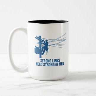 Caneca De Café Em Dois Tons Blue Silhouette Lineman Pride