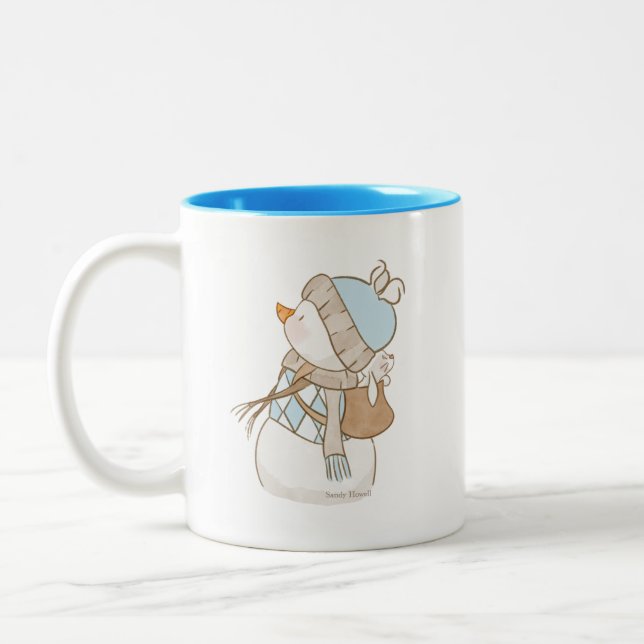 Caneca De Café Em Dois Tons Blue Snowman Mug (Esquerda)